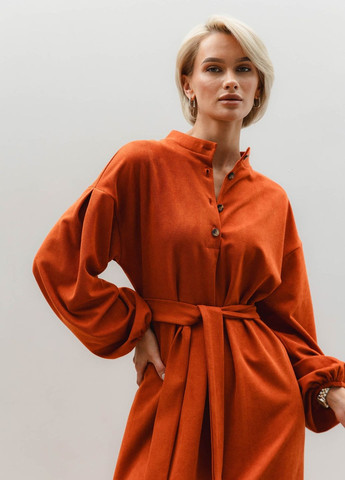 Терракотовое повседневный платье Liton однотонное