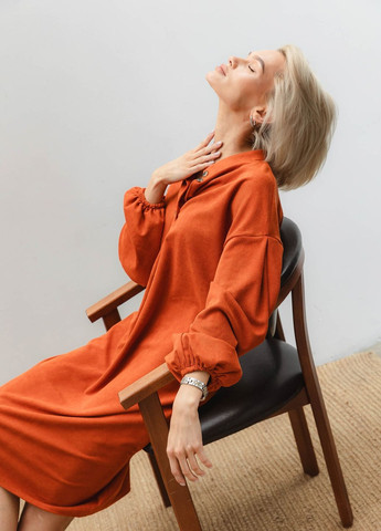 Терракотовое повседневный платье Liton однотонное