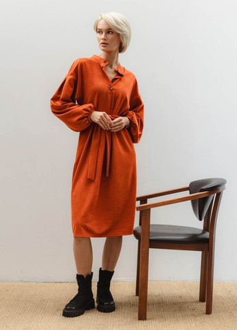 Терракотовое повседневный платье Liton однотонное