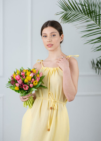 Желтое кэжуал платье Azuri однотонное