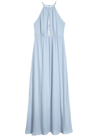 Голубое праздничный платье макси с разрезом на спине H&M однотонное
