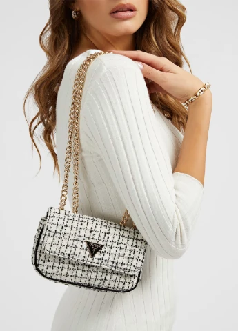 Сумка жіноча твідова Guess SPARK MICRO MINI (261552926)
