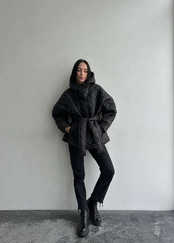 Чорна куртка плащівка наповнювач 150 силікон універсал куртка-пальто No Brand