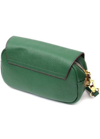 Шкіряна сумка жіноча в красивому кольорі і з фігурним клапаном 22430 Зелена Vintage (276461773)