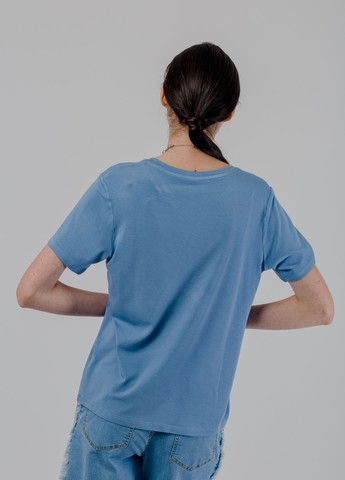 Блакитна всесезон пряма базова футболка боні з коротким рукавом Dolcedonna