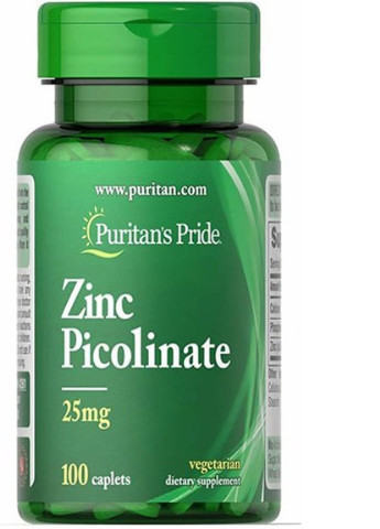 Puritan's Pride Zinc Picolinate 25 mg 100 Caplets Puritans Pride (256724627)