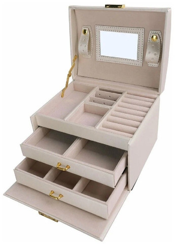 Шкатулка сундук органайзер коробка футляр для хранения украшений бижутерии 18х14х12.5 см (474649-Prob) Бежевый Unbranded (259203894)