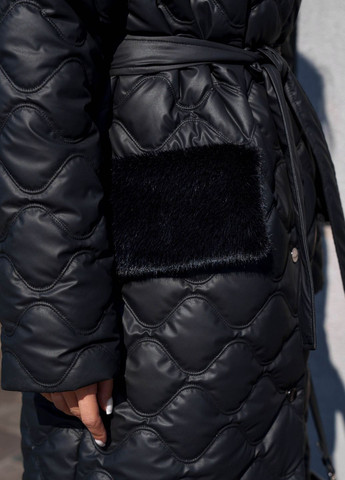 Черное зимнее Стильное зимнее пальто черного цвета Jadone Fashion