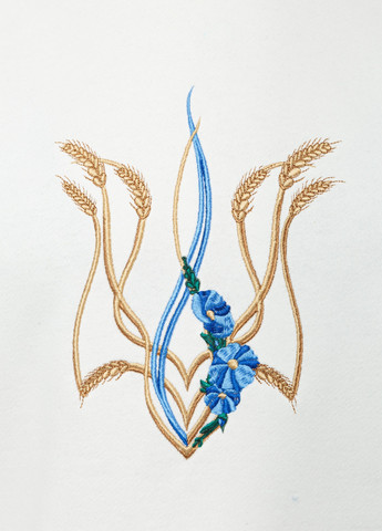 Женский свитшот с вышивкой "Тризуб " белый Мальви - Свободный крой украинская символика белый кэжуал футер - (257591634)