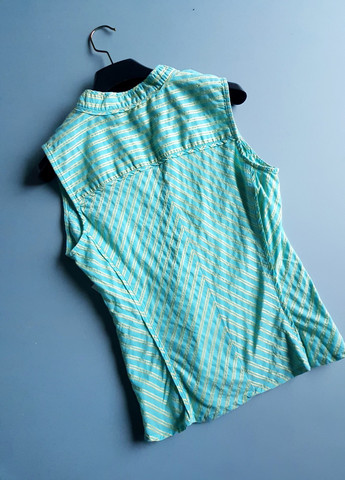 Голубая блузка голубая в желтую полоску Zara