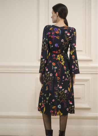 Чорна сукня міді в квітковий принт карлайл Dolcedonna з квітковим принтом