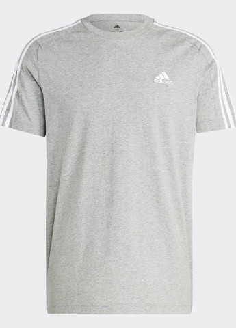 Сіра футболка essentials single jersey 3-stripes adidas