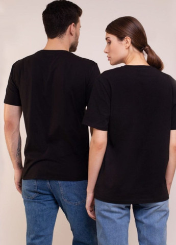 Черная базовая однотонная черная футболка с коротким рукавом No Brand