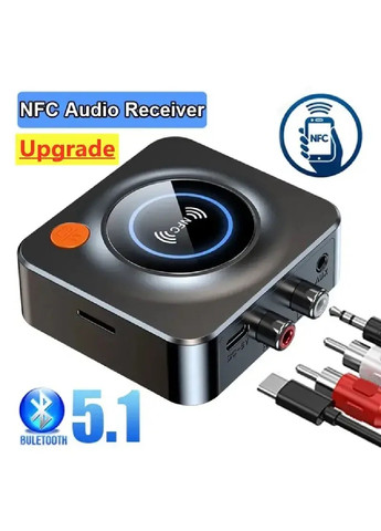 NFC Bluetooth адаптер 5.1 аудіо приймач стерео ресивер для смартфона Bluetooth передавача 69х69х24 мм (476159-Prob) Чорний Unbranded (276962726)