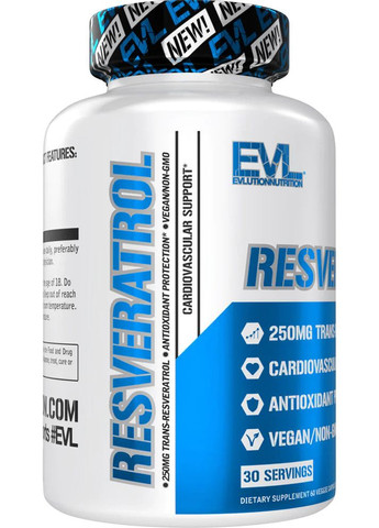 Ресвератрол Resveratrol 250 mg 60 Veggie Capsules EVLution Nutrition (275333520)