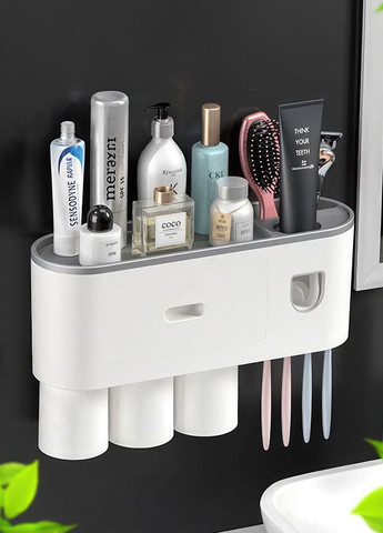 Органайзер в ванную комнату / держатель для щеток и пасты / подвесной органайзер 8991 Серый 67480 OnePro (261550890)