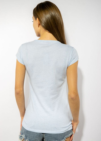 Бесцветная летняя футболка женская в полоску (молочно-голубой) Time of Style