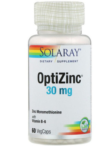 OptiZinc 30 mg 60 Veg Caps SOR04707 Solaray (256723159)