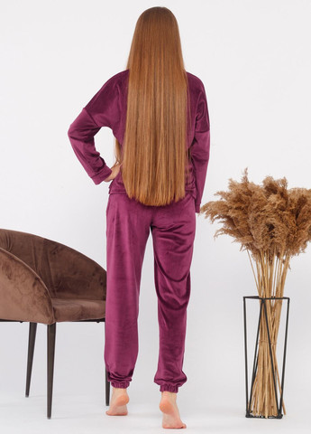 Бордова всесезон костюм домашній жіночий велюровий кофта зі штанами бородвий Maybel