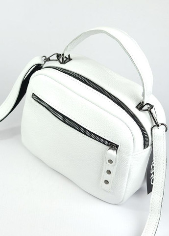 Біла жіноча маленька сумка з натуральної шкіри, молодіжна шкіряна міні сумочка крос-боді Serebro (266701163)