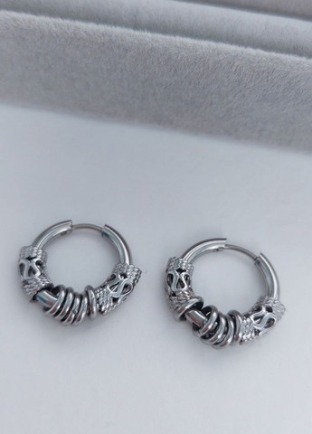 Серьги кольца мужские нержавеющая сталь (пара) MK1231-3 серебро DeKolie (260479113)