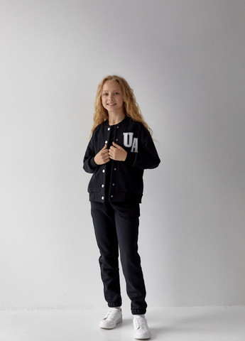 Детский костюм бомбер и джогеры для девочки цвет черный р.158 441772 New Trend (263134117)