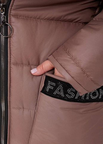 Бежева женская куртка-пальто из плащевки цвет мокко р.48/50 448147 New Trend