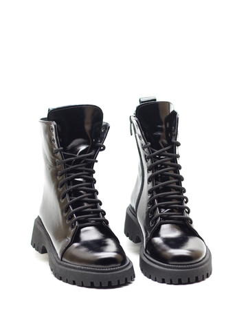 Зимние ботинки женские из натурального лака берцы Zlett