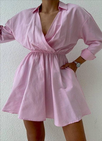 Розовое женское платье коттон No Brand