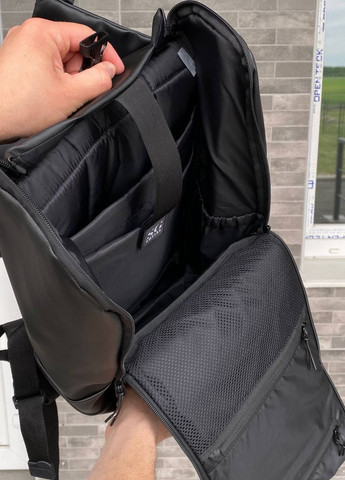 Черный вместительный рюкзак ролл топ универсальный матовая экокожа Safe Bag SG (260026944)