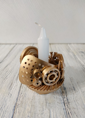 Сувенір підсвічник свічник стімпанк з металу з золотим напиленням ручна робота хендмейд подарунок SuvenirPodarokZP 14 (257960588)