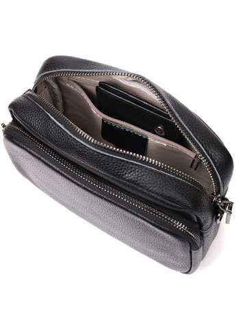 Компактная женская сумка кросс-боди из натуральной кожи 22294 Черная Vintage (276461701)