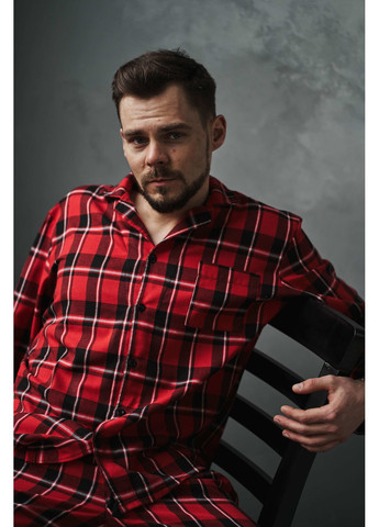 Рубашка мужская в клетку для дома красная (БЕЗ ШТАНОВ) Handy Wear (275793070)