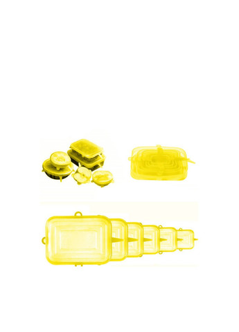 Набір універсальних прямокутних силіконових кришок 6 шт. Жовтий A-Plus (259502596)