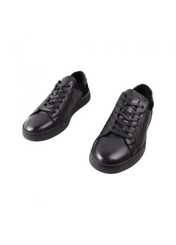 Чорні кеди чоловічі чорні натуральна шкіра Cosottinni 438-23DTC