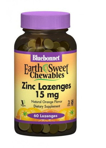 Earth Sweet Chewables Zinc Lozenges 15 mg 60 Lozenges Orange Bluebonnet Nutrition (256722061)