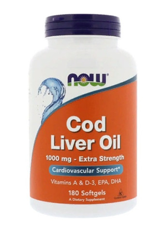 Cod Liver Oil 1000 mg 180 Softgels Now Foods (258499053)
