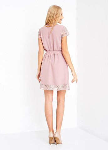 Пудровое праздничный платье с кружевом пудровое а-силуэт Stimma однотонное