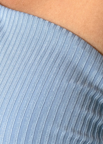 Голубой купальник раздельный женский рубчик топ на одно плече с высокими плавками голубой Maybel