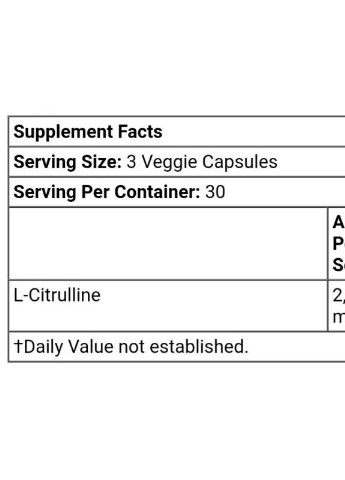 L-цитрулін L-Citrulline 2000 90 Veggie Capsules EVLution Nutrition (256979549)