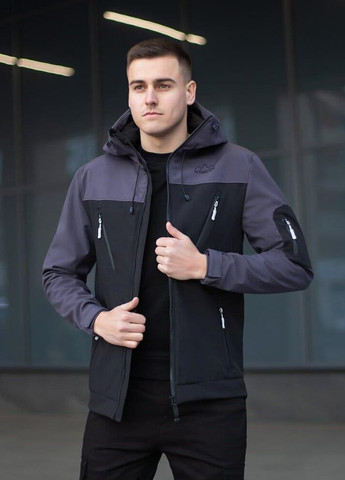 Темно-сіра демісезонна тепла повсякденна куртка з soft shell Vakko