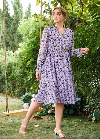 Фиолетовое повседневный платье с цветочным принтом фиолетовая SHEIN с цветочным принтом