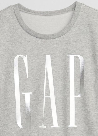 Свитшот с логотипом Gap - Прямой крой надпись серый кэжуал - (265941715)