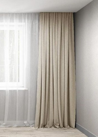 Готовый комплект штор, шторы 2 шт микровелюр песочный кремовый бежевый 250х245см No Brand (264642992)