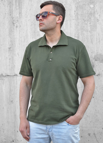 Оливковая (хаки) футболка-поло на кнопках локоста sewing house для мужчин ZM однотонная