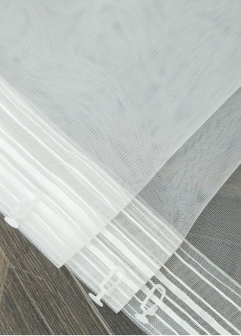 Готовий тюль, ширина 400 см, висота 260 см, малюнок смужками білий з бежевим та коричневим No Brand (260062021)
