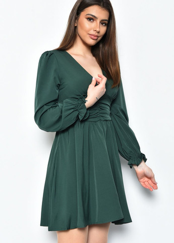 Зеленое кэжуал платье женское шифоновое зеленого цвета баллон Let's Shop однотонное