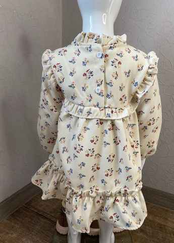 Бежевое платье с цветочным принтом на девочку от 2 лет No Brand (266914561)
