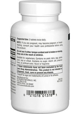 7-Keto, DHEA Metabolite 50 mg 60 Tabs Source Naturals (258499209)