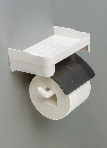 Тримач для туалетного паперу з полицею Сірий 67477 OnePro (261995112)